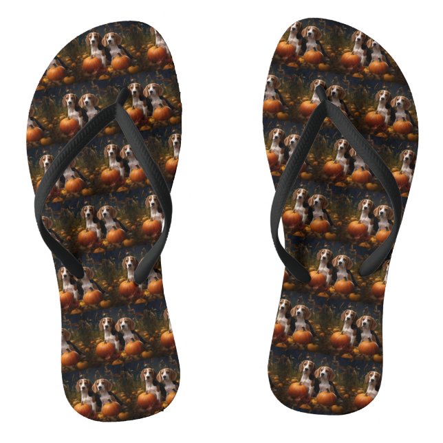 American English Foxhound Puppy Autumn Delight Flip Flops (Footbed)