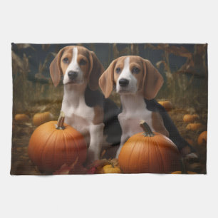 American English Foxhound Puppy Autumn Delight Kitchen Towel