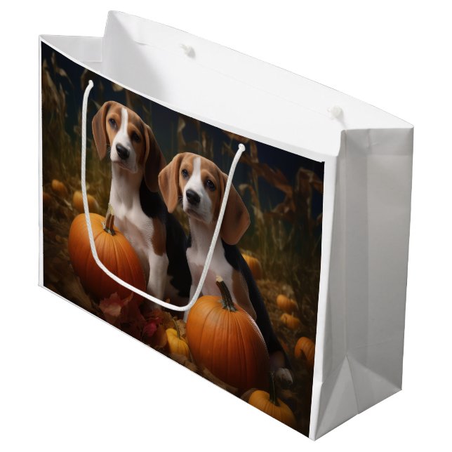 American English Foxhound Puppy Autumn Delight Large Gift Bag (Front Angled)