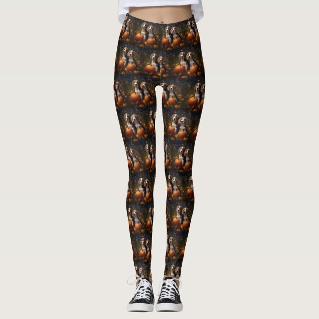 American English Foxhound Puppy Autumn Delight Leggings (Front)
