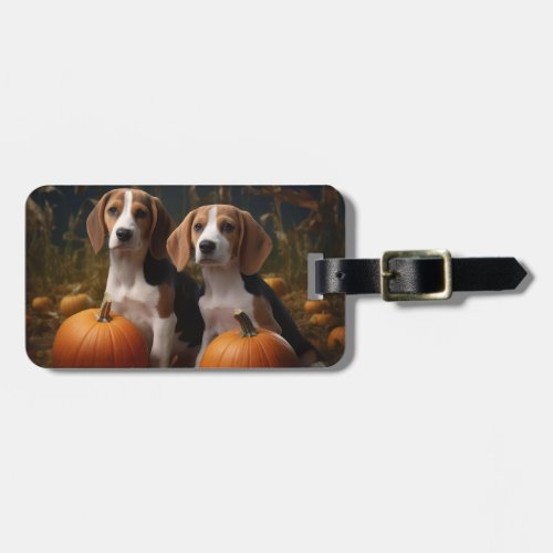 American English Foxhound Puppy Autumn Delight Luggage Tag