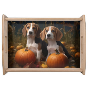 American English Foxhound Puppy Autumn Delight Serving Tray