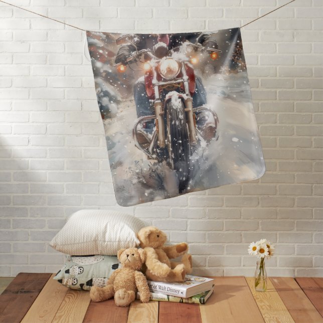 American English Foxhound Riding Bike Christmas Baby Blanket (In Situ)