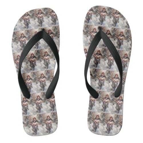 American English Foxhound Riding Bike Christmas Flip Flops