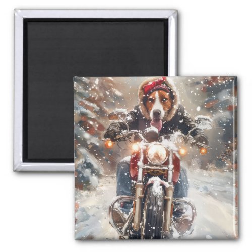 American English Foxhound Riding Bike Christmas Magnet