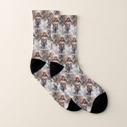 American English Foxhound Riding Bike Christmas Socks