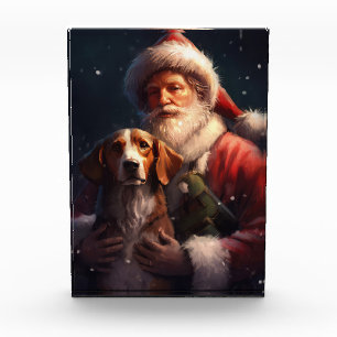 American English Foxhound Santa Claus Christmas Acrylic Award