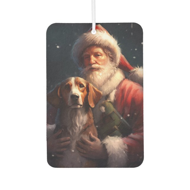 American English Foxhound Santa Claus Christmas Air Freshener (Front)