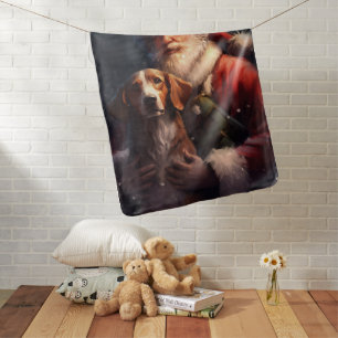 American English Foxhound Santa Claus Christmas Baby Blanket