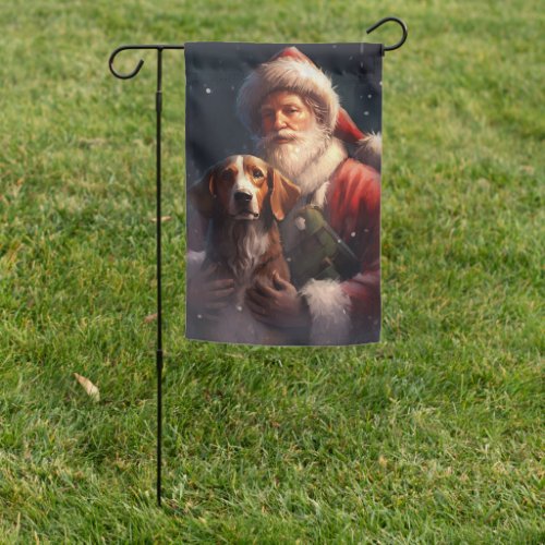 American English Foxhound Santa Claus Christmas Garden Flag