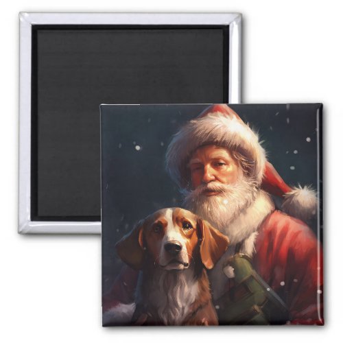 American English Foxhound Santa Claus Christmas Magnet