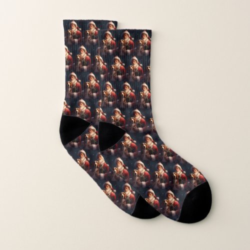 American English Foxhound Santa Claus Christmas Socks