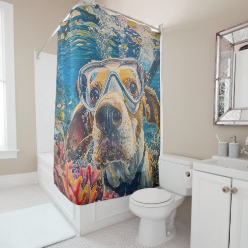 American English Foxhound Scuba Diving Underwater Shower Curtain