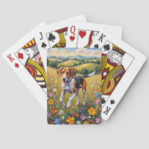 American English Foxhound Wildflower Meadow Poker Cards