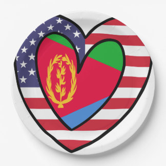 American Eritrean Flag Inner Heart USA Eritrea Paper Plates