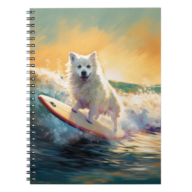 American Eskimo Beach Surfing Painting  Notebook (Front)
