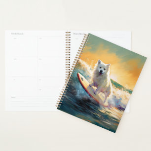 American Eskimo Beach Surfing Painting  Planner