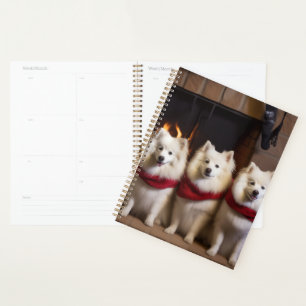 American Eskimo by the Fireplace Christmas Planner