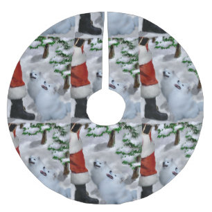 American Eskimo Christmas Brushed Polyester Tree Skirt