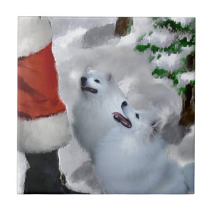 American Eskimo Christmas Ceramic Tile