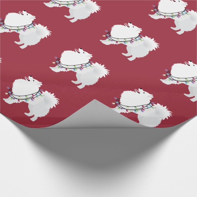 American Eskimo Christmas Design Wrapping Paper (Corner)