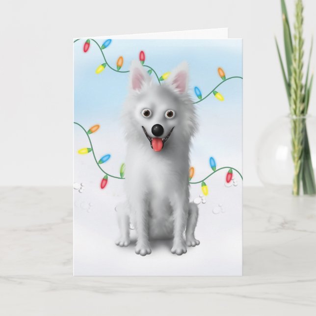 American Eskimo Christmas Holiday Card (Front)