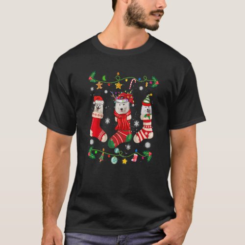 American Eskimo Christmas Socks Xmas Dog T_Shirt