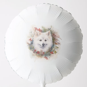 American Eskimo Christmas Wreath Festive Pup Balloon