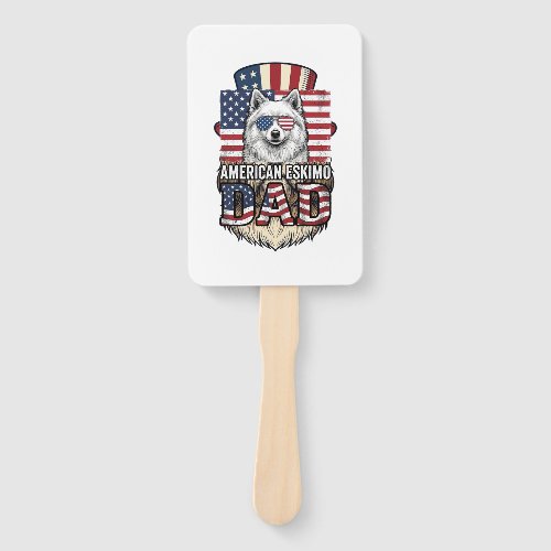American Eskimo Dad Patriotic Vintage Dog Hand Fan