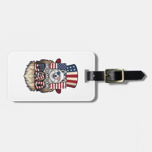 American Eskimo Dad Patriotic Vintage Dog Luggage Tag