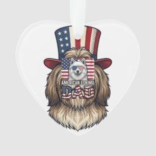 American Eskimo Dad Patriotic Vintage Dog Ornament