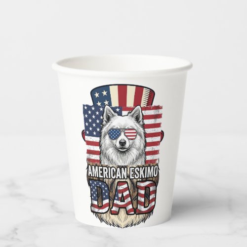 American Eskimo Dad Patriotic Vintage Dog Paper Cups