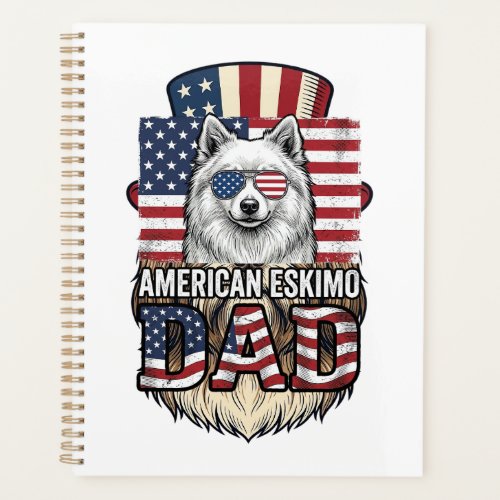 American Eskimo Dad Patriotic Vintage Dog Planner