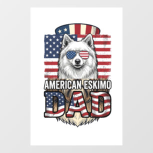 American Eskimo Dad Patriotic Vintage Dog Window Cling