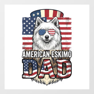 American Eskimo Dad Patriotic Vintage Dog Window Cling