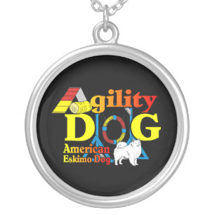 American Eskimo Dog Agility Silver Plated Necklace