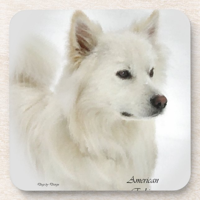American Eskimo Dog Art Beverage Coaster (Front)