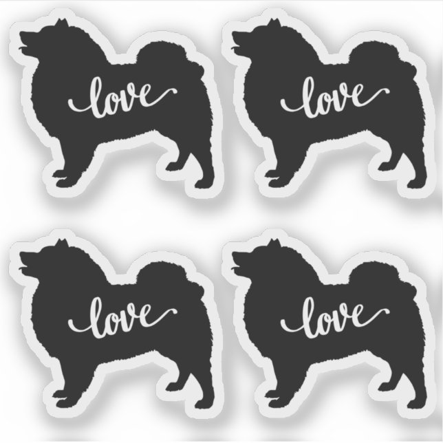 American Eskimo Dog Breed Love x4 Vinyl Sticker (Front)