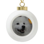 American Eskimo Dog Ceramic Ball Christmas Ornament