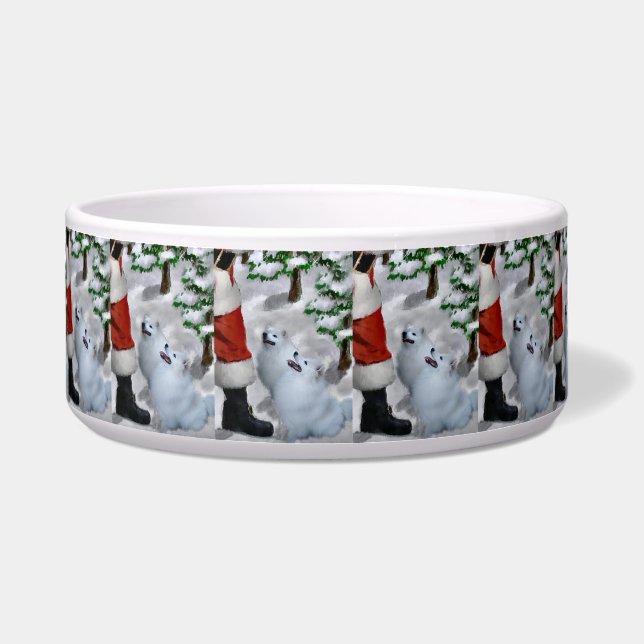 American Eskimo Dog Christmas  Bowl (Front)