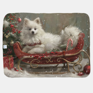 American Eskimo Dog Christmas Festive  Baby Blanket