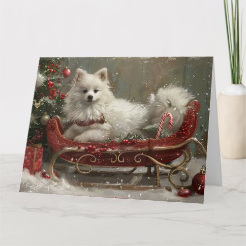 American Eskimo Dog Christmas Festive  Card