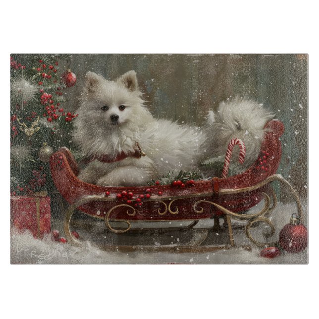 American Eskimo Dog Christmas Festive  Cutting Board (Front)
