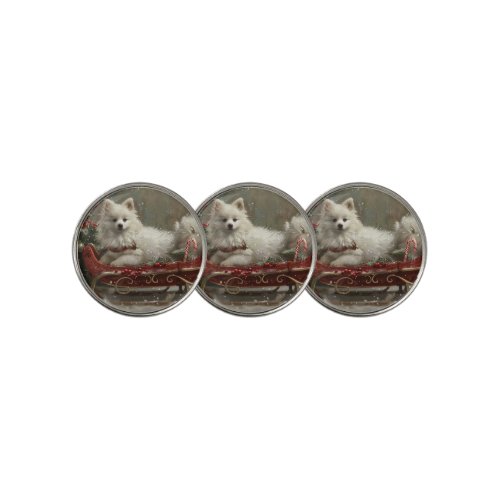 American Eskimo Dog Christmas Festive  Golf Ball Marker