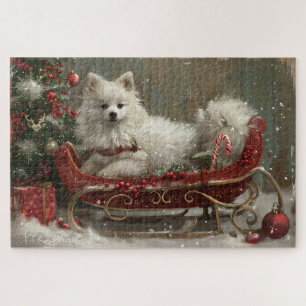 American Eskimo Dog Christmas Festive Jigsaw Puzzle