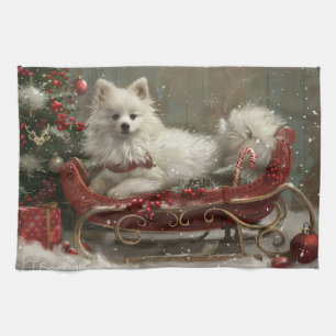 American Eskimo Dog Christmas Festive Kitchen Towel