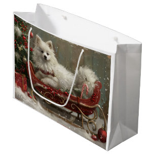 American Eskimo Dog Christmas Festive  Large Gift Bag