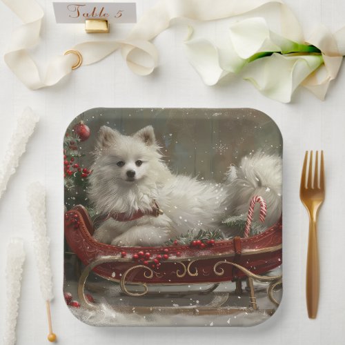 American Eskimo Dog Christmas Festive  Paper Plates