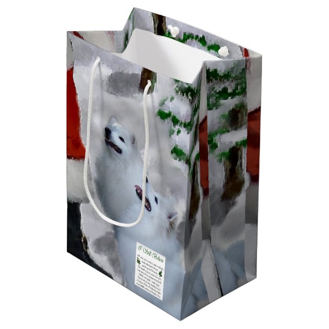 American Eskimo Dog Christmas Gifts Medium Gift Bag (Front Angled)