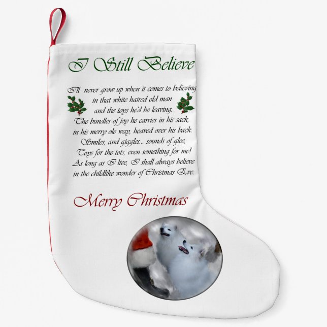 American Eskimo Dog Christmas Gifts Small Christmas Stocking (Front)